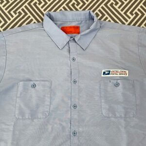 Vintage USPS Postal Service Work Shirt 4XL Button Up Blue Short Sleeve Uniform